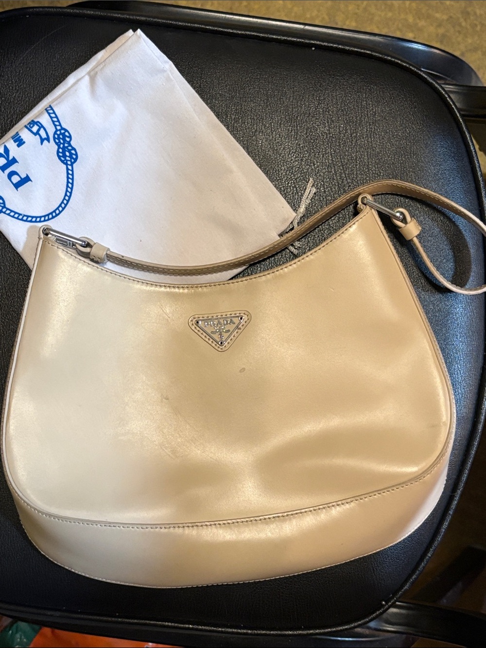 Prada Beige Leather Shoulder Bag